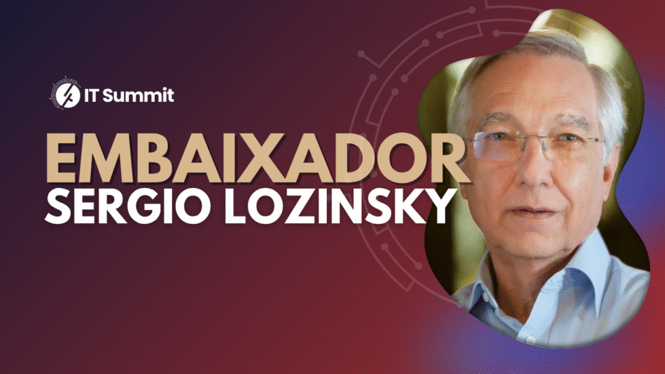 Sérgio Lozinsky, embaixador do IT Summit 2025, fundador da Lozinsky Consultoria e idealizador da Jornada CIO, posa para banner do evento voltado a líderes de tecnologia.