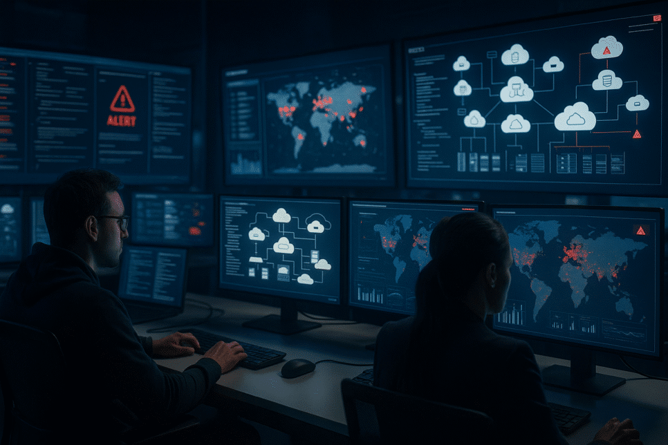 Analistas monitoram mapa de incidentes enquanto Google aponta ataque a produtos corporativos da Oracle.