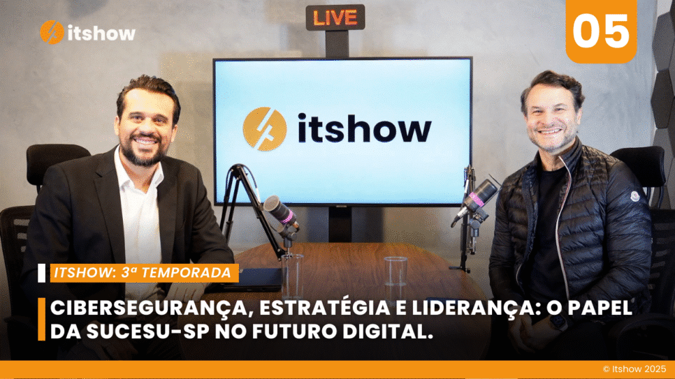 Marcos Calmon, presidente da SUCESU-SP, durante gravação do Itshow, falando sobre liderança, governança e o futuro da tecnologia no Brasil.