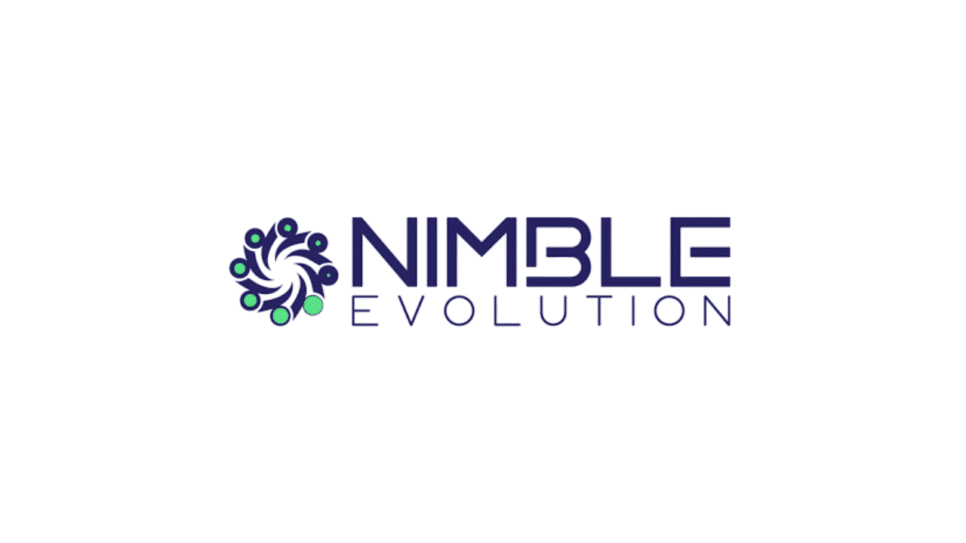 Banner da Nimble Evolution destacando a jornada de melhoria contínua com foco em resultados, cultura e tecnologia.