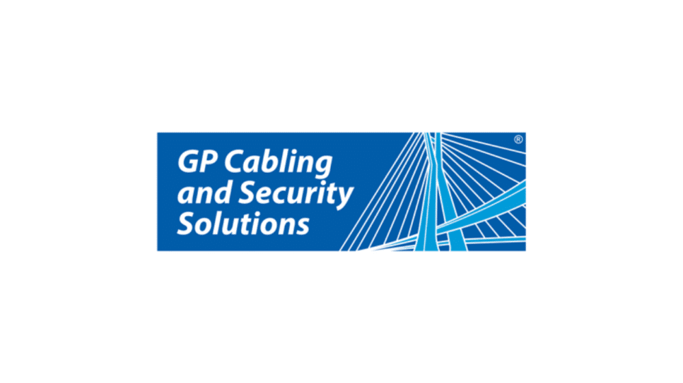 Banner da GP Cabling com a logo da empresa, destacando soluções em energia e cooling para data centers, refletindo inovação e eficiência no setor de TI.