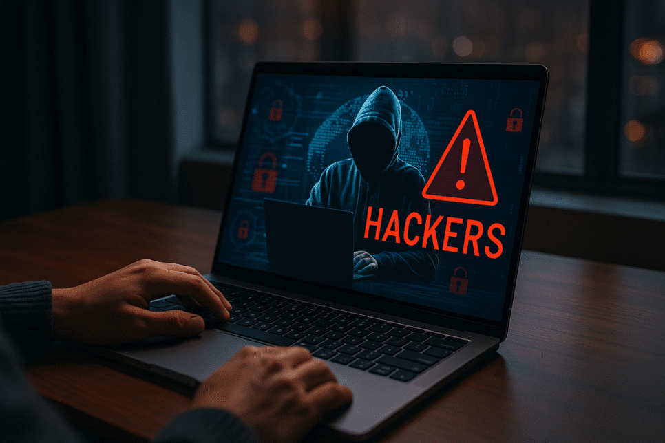 Triofox ataque cibernético em servidor corporativo, ilustrando hacker obtendo acesso remoto e controle privilegiado após exploração de vulnerabilidade CVE-2025-12480.
