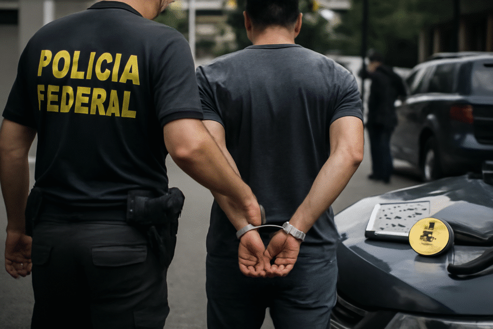 Polícia Federal prende suspeito em operação contra fraudes financeiras, com criptoativos e PIX, durante investigação de desvio de R$ 813 milhões.
