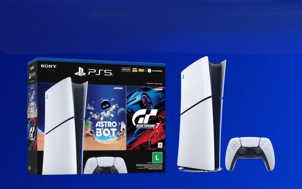 Imperdível! PlayStation 5 Slim Digital 825GB com Astro Bot e Gran Turismo 7 por R$ 2.789