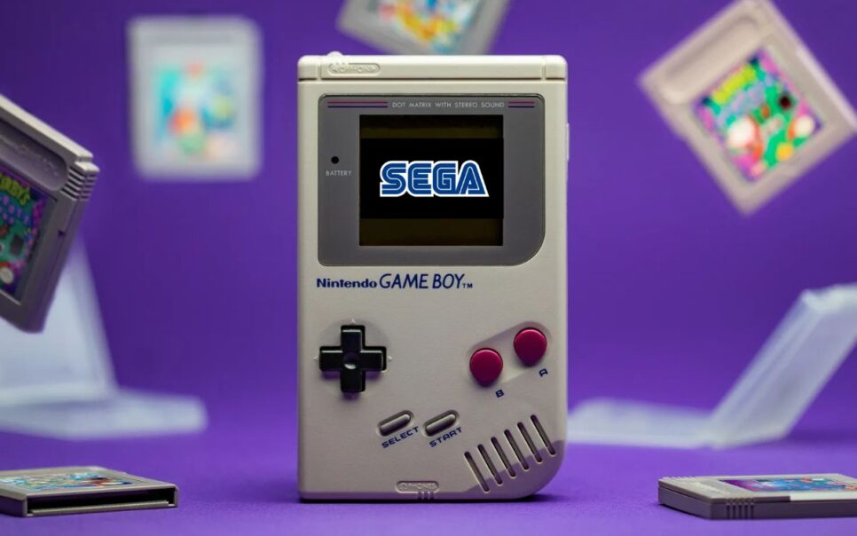 Imagem do Game Boy com logo da SEGA editado por cima