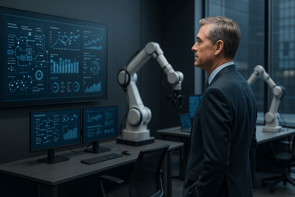 Executivo acompanha automação inteligente e uso estratégico de IA nas empresas.