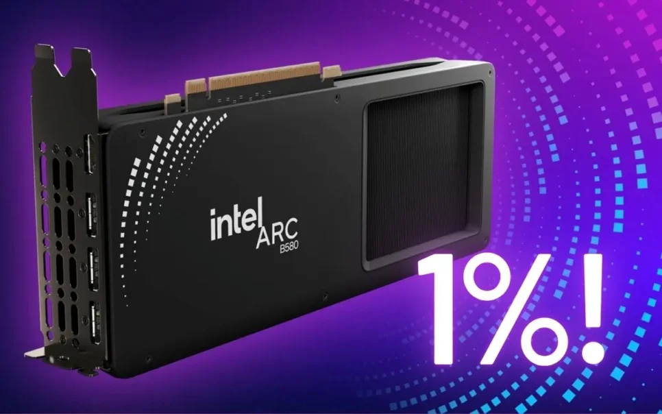 Placa de vídeo da Intel com 1% escrito ao lado