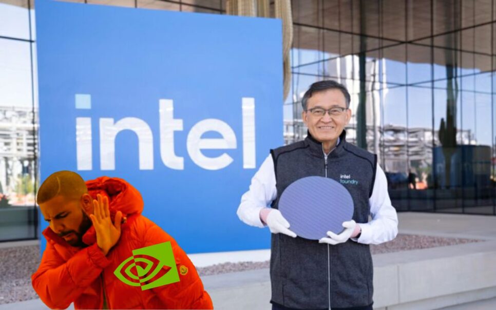 Lip-Bu Tan, CEO da Intel, segura um wafer para chips (imagem editada)