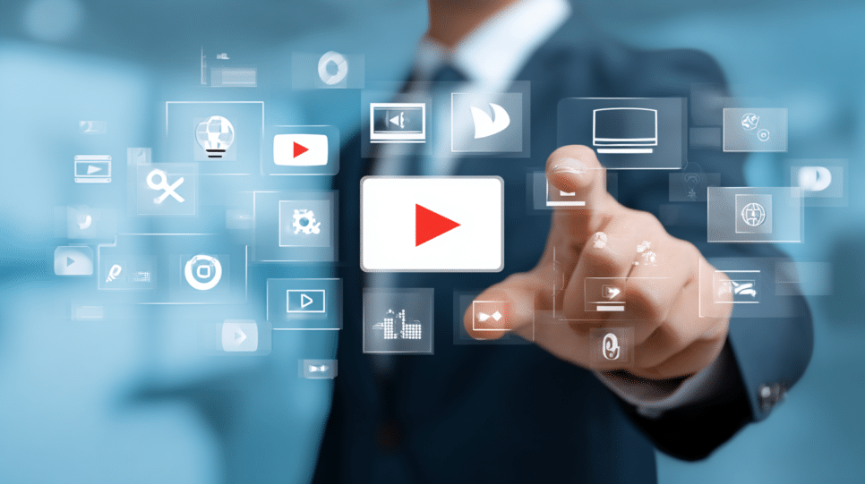 Profissionais de marketing de tecnologia criando conteúdo interativo, incluindo vídeos e webinars, para engajar e converter leads, destacando a importância do conteúdo no marketing de tecnologia em 2026.