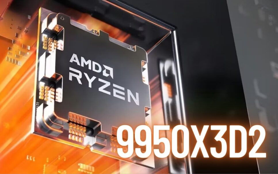 Imagem da AMD com Ryzen 9 9950X3D2 escrito