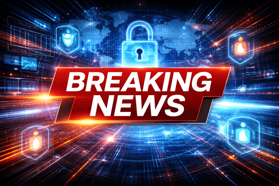 Breaking News sobre cibersegurança, com destaque para alertas e atualizações de ameaças digitais.