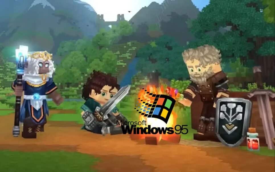 Imagem de Hytale com logo do Windows 95