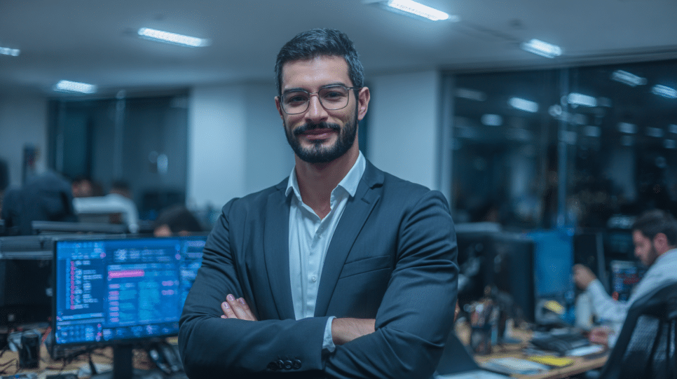 Homem representando IA na gestão