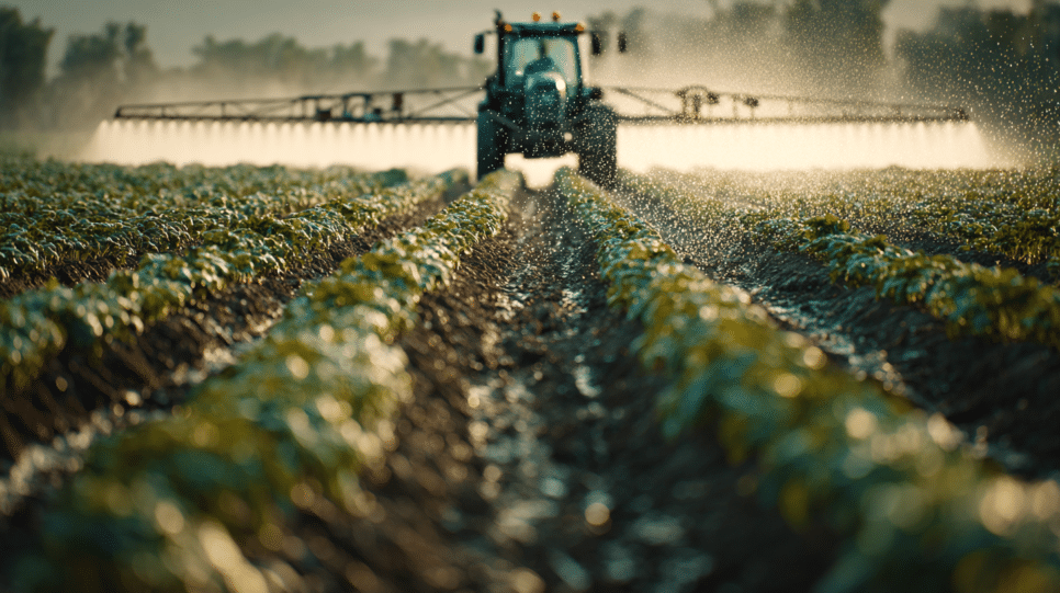 Irrigação de uma plantação demonstrando a utilização de tecnologia para otimização de gastos no agronegócio