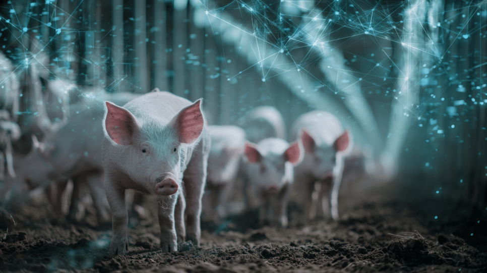 Imagem representando revolução tecnológica por IA e Big Data na suinocultura brasileira