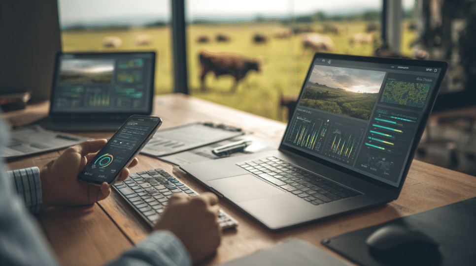 Imagem representando utilização do Simulador Pecuária.io, desenvolvido pela Embrapa para digitalização de gestão bovina