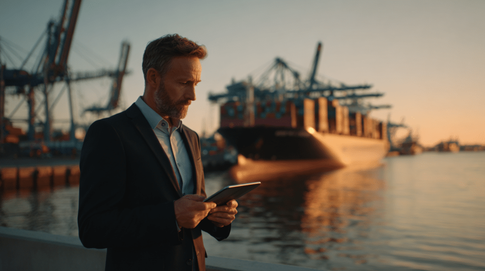 Imagem representando a inovação digital na logística marítima