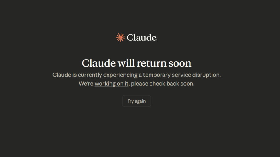 Imagem de erro na pagina do claude.ai