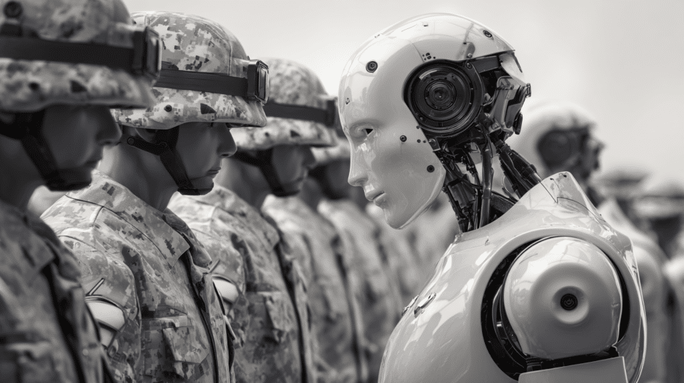 imagem de robos em guerra representando a OpenIA em guerra