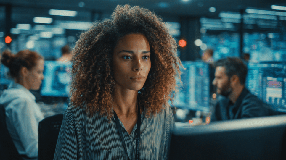 Mulher profissional de TI em ambiente corporativo representando a baixa presença de mulheres nas vagas de tecnologia no Brasil