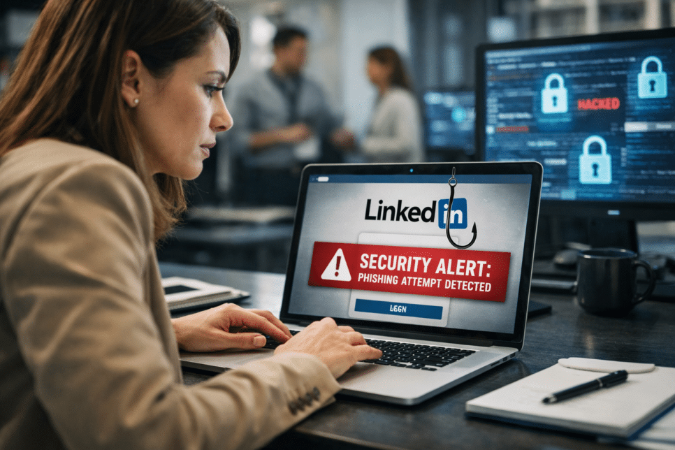 Phishing no LinkedIn aumentou 232%, colocando em risco dados corporativos e a segurança de empresas. Entenda como proteger sua organização dessa ameaça.