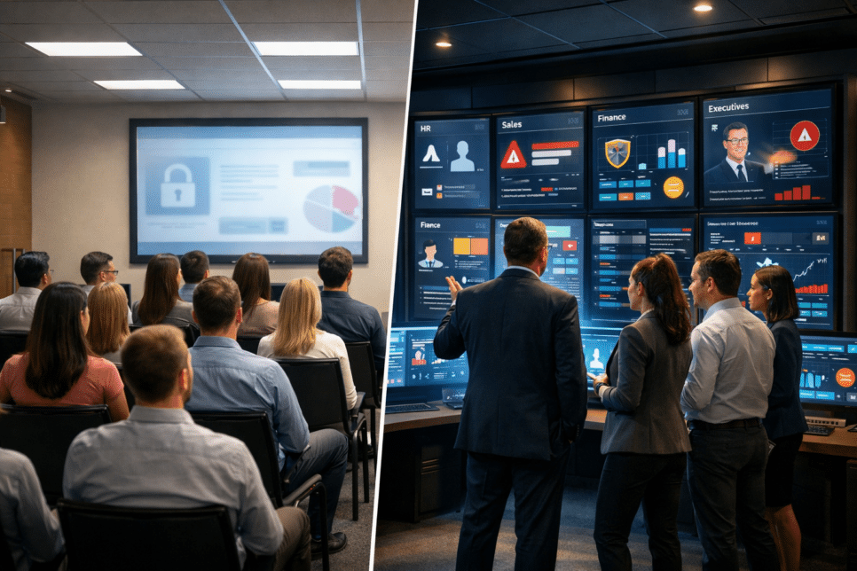 Gestão de Risco Humano em empresa mostra a evolução do treinamento genérico para uma capacitação em segurança personalizada e orientada por dados.