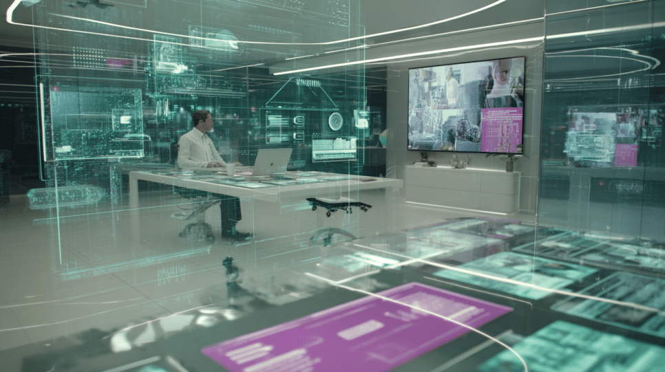 Tela futurista mostra criação avançada de imagens com IA no ChatGPT Images 2.0, destacando o novo modo Thinking em ambiente tecnológico.